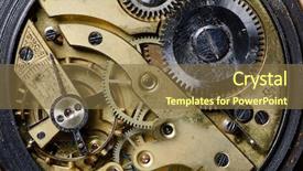  Presentation with watch gears - Cool new PPT theme with clock gears - mechanism of an old watch backdrop and a tawny brown colored foreground