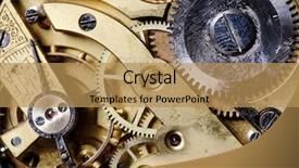  Presentation with clock - Audience pleasing PPT theme consisting of clock gears - mechanism of an old watch backdrop and a  colored foreground