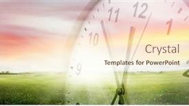  Presentation with clock - Cool new PPT theme with clock-grass-and-sky-spring backdrop and a cream colored foreground