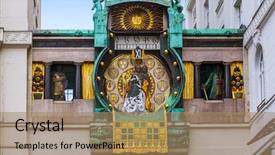  Presentation with clock - Beautiful slides featuring clock in hoher markt - vienna backdrop and a coral colored foreground