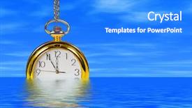  Presentation with clock - PPT theme enhanced with clock in water cloudy sky background and a cobalt blue colored foreground