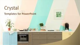  Presentation with kitchen furniture - Presentation theme with clock machines - modern kitchen furniture on color background and a cream colored foreground