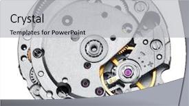  Presentation with clock gear idea - Presentation design consisting of clock mechanism with gears close background and a light gray colored foreground