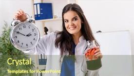  Presentation with blood transfusion - Amazing PPT theme having clock medical emergency - female doctor in blood transfusion backdrop and a tawny brown colored foreground