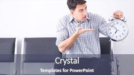  Presentation with medical emergency - Slide set featuring clock medical emergency - man nervously impatiently waiting background and a ocean colored foreground