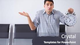  Presentation with patient waiting time - Beautiful slides featuring clock medical emergency - man nervously impatiently waiting backdrop and a gray colored foreground
