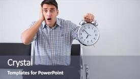  Presentation with patient waiting time - Audience pleasing presentation theme consisting of clock medical emergency - man nervously impatiently waiting backdrop and a gray colored foreground