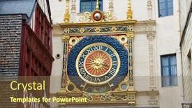  Presentation with clock - Slide set featuring clock-named-as-gros-horloge background and a tawny brown colored foreground