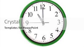  Presentation with clock - Colorful PPT layouts enhanced with clock of a serie showing 11 o'clock isolated on a white background backdrop and a white colored foreground