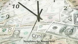  Presentation with time money - Theme enhanced with clock-on-assorted-american-banknotes background and a soft green colored foreground