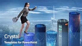  Presentation with clock - Slide set enhanced with clock on bar chart background and a ocean colored foreground