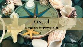  Presentation with sea shells - Colorful slide set enhanced with clock on sea bottom with shells and stones backdrop and a coral colored foreground
