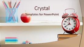  Presentation with book rack - Presentation design enhanced with clock on top of book background and a lemonade colored foreground