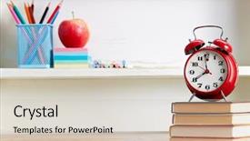  Presentation with blank note book and wooden - Amazing presentation theme having clock on top of book backdrop and a soft green colored foreground