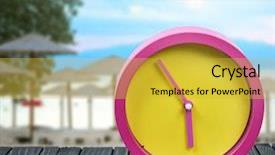  Presentation with sun clock - Colorful theme enhanced with clock on wooden table backdrop and a yellow colored foreground