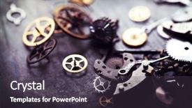  Presentation with vintage clock - Slide deck with clock parts scattered intentionally shot background and a tawny brown colored foreground