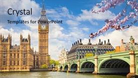  Presentation with westminster - Slide set consisting of clock spring - big ben and westminster bridge background and a teal colored foreground