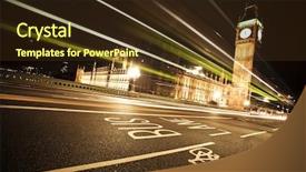  Presentation with photo collage for company behind the scen - PPT layouts featuring clock tower - nocturne scene with big ben background and a tawny brown colored foreground
