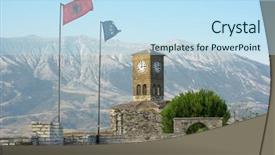  Presentation with albania - Presentation design consisting of clock tower and albanian flag background and a  colored foreground