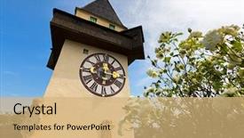  Presentation with europe history - Audience pleasing slide set consisting of clock tower called the uhrturm backdrop and a  colored foreground