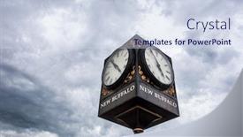  Presentation with storm clouds - Colorful presentation theme enhanced with clock tower downtown new buffalo michigan with storm clouds in the sky backdrop and a sky blue colored foreground