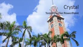  Presentation with hong kong - Cool new presentation with clock tower in hong kong backdrop and a light blue colored foreground
