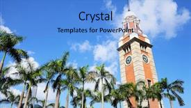  Presentation with union jack flag and clock tower - Presentation theme having clock tower in hong kong background and a  colored foreground