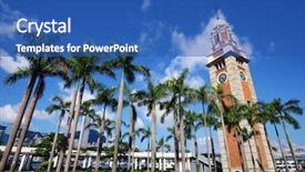  Presentation with tower - PPT theme enhanced with clock tower in hong kong background and a ocean colored foreground