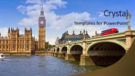  Presentation with tower - Audience pleasing slide deck consisting of clock tower in uk thames backdrop and a light blue colored foreground