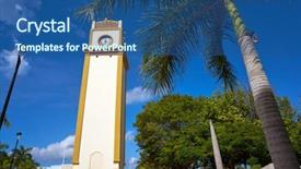  Presentation with tower - Slide deck with clock tower on plaza punta background and a  colored foreground