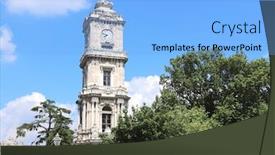  Presentation with tower - Presentation theme having clock-tower-saat-kulesi background and a light blue colored foreground