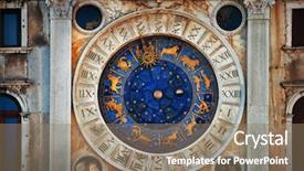  Presentation with venice - Presentation theme having clock with horoscope in historical background and a coral colored foreground