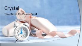 Presentation with alarm - Presentation consisting of clockface - alarm clock and pointe shoes background and a light blue colored foreground