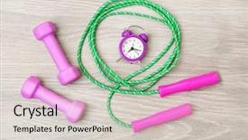  Presentation with rope - Beautiful presentation design featuring clockface - alarm clock with dumbbells backdrop and a  colored foreground