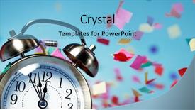  Presentation with party - Beautiful presentation featuring clockface - clock and party decorations closeup backdrop and a light blue colored foreground