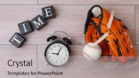  Presentation with baseball - Presentation featuring clockface - cubes with alarm clock background and a  colored foreground