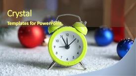  Presentation with clock countdown - Slide deck with clockface - retro alarm clock and decorations background and a tawny brown colored foreground