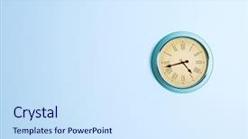  Presentation with vintage clock - Slide set featuring clockface - vintage clock on blue wall background and a  colored foreground