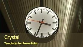  Presentation with timeline - PPT theme with clockface timeline - analogue clock on a railway background and a  colored foreground