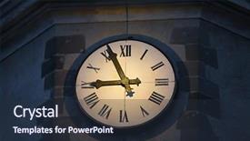  Presentation with clock face - PPT theme enhanced with clockface timeline - old rusty clock face detail background and a wine colored foreground