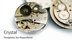  Presentation with mechanical gear - Audience pleasing presentation consisting of clockmanufacturing - old metal mechanical clock backdrop and a  colored foreground