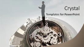  Presentation with time - Presentation theme with clockmanufacturing - when time is passing background and a  colored foreground