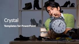  Presentation with taperecorder workshop - Slide set consisting of clockmanufacturing - young shoemaker in workshop background and a gray colored foreground