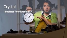  Presentation with railway workshop india - Colorful presentation theme enhanced with clockmanufacturing - young shoemaker in workshop backdrop and a gray colored foreground