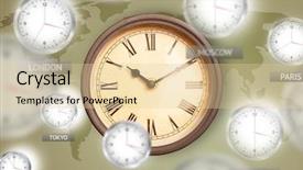  Presentation with global - Audience pleasing presentation theme consisting of clocks and time zones backdrop and a lemonade colored foreground