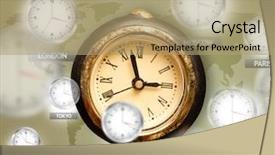  Presentation with zone - PPT theme enhanced with clocks and time zones background and a coral colored foreground
