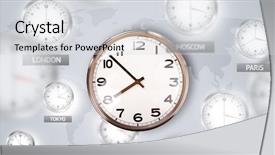  Presentation with zone - Theme enhanced with clocks and time zones background and a light gray colored foreground