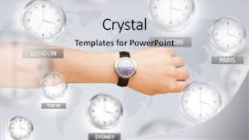  Presentation with zone - Theme featuring clocks and time zones background and a light gray colored foreground