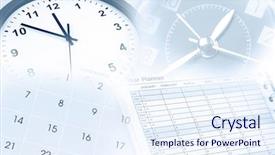  Presentation with planner - Presentation theme having clocks calendar and year planner background and a sky blue colored foreground
