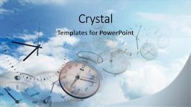  Presentation with change - Presentation theme featuring clocks in blue sky time background and a light blue colored foreground